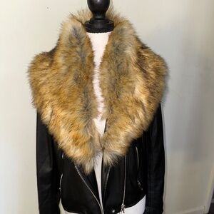 Black Fur Trimmed Leather Jacket